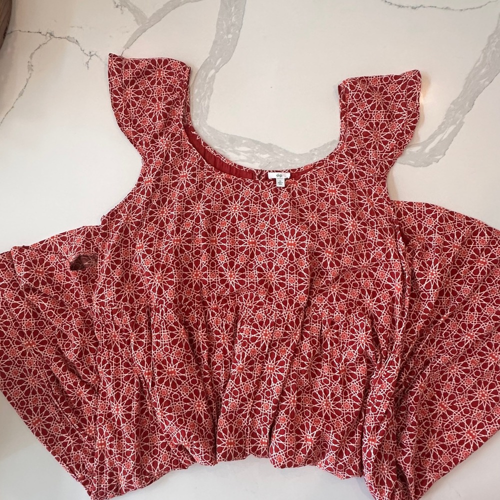 Dip Womens XL Red White Geometric Babydoll Dress